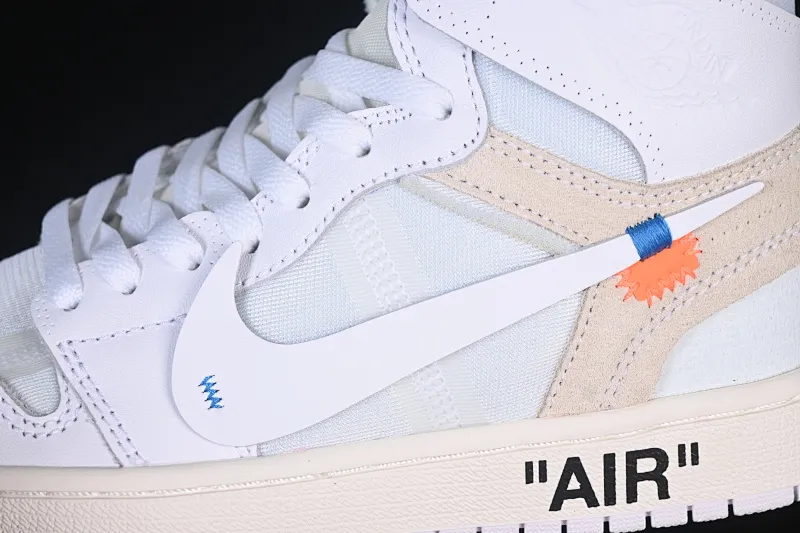 All categories Air Jordan Jordan series basketball shoes Air Jordan 1 High Pure original special offer Off White x Air Jordan OW AJ1 Joe 1 joint all-white high-top basketball shoes AQ0818-100
